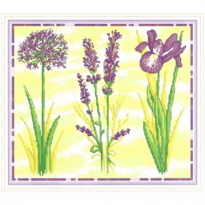 I04 Three purple flowers(5D프린트십자수)-H816