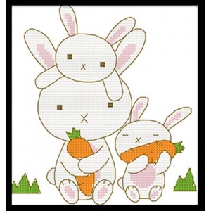 I04 토끼가족(5D프린트십자수)-C716